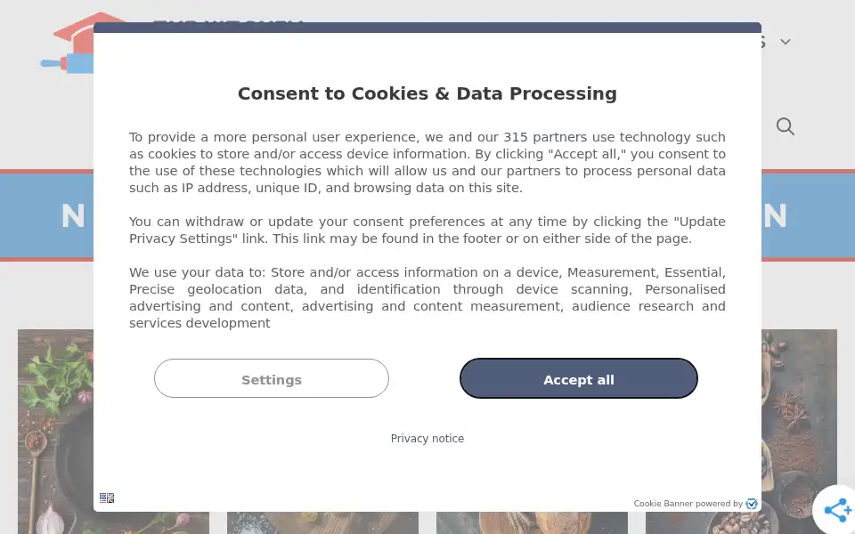 Screenshot of thekitchenprofessor.com