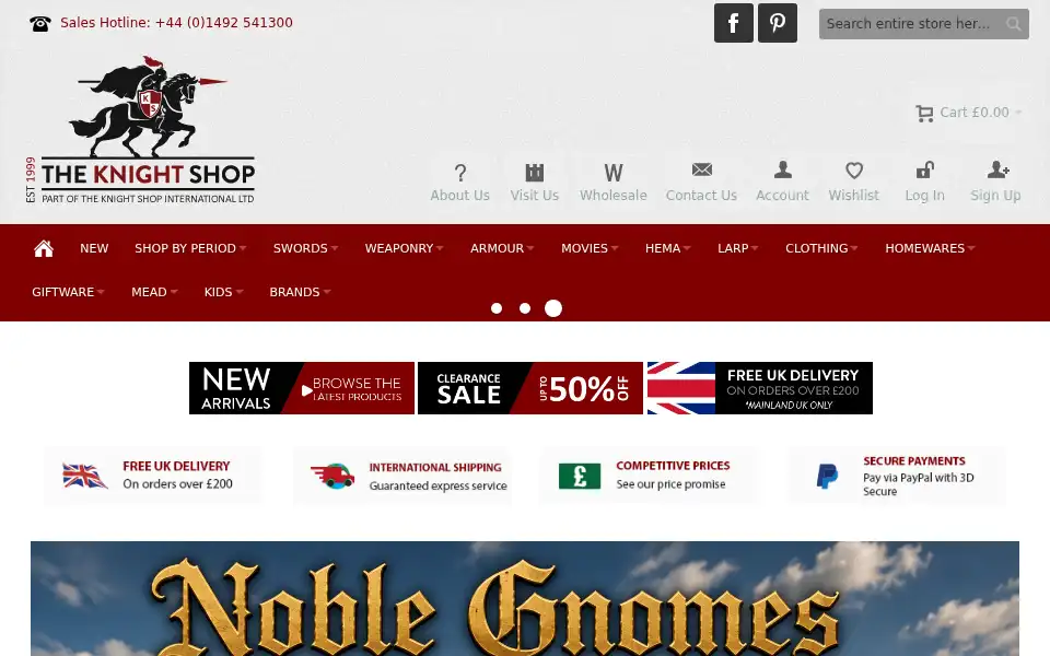 Screenshot of theknightshop.co.uk