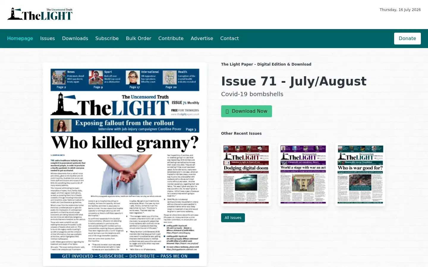Screenshot of thelightpaper.co.uk