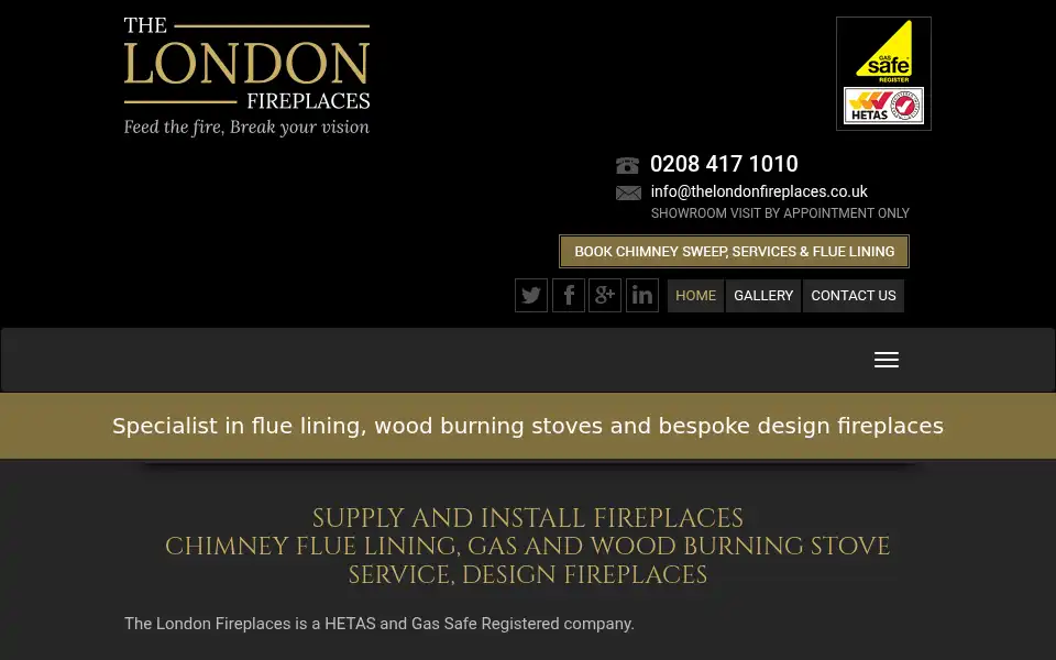 Screenshot of thelondonfireplaces.com