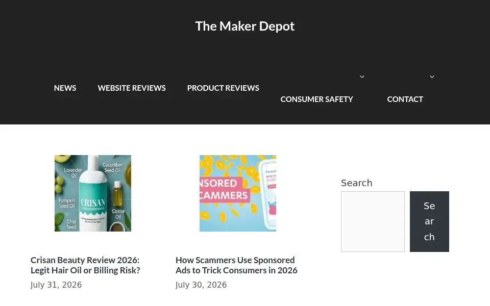 Screenshot of themakerdepot.com