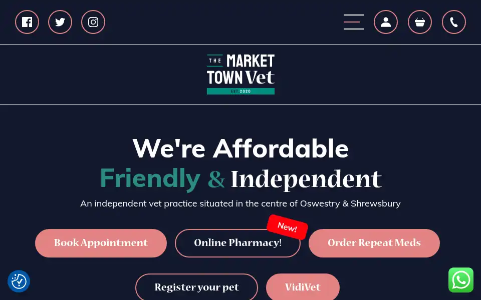 Screenshot of themarkettownvet.co.uk