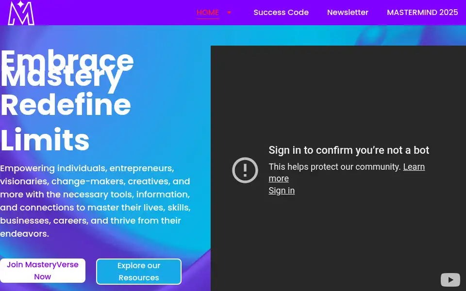 Screenshot of themasteryverse.com