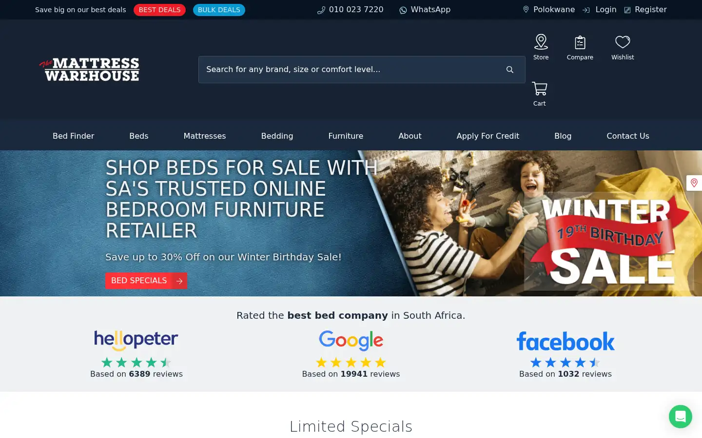 Screenshot of themattresswarehouse.co.za