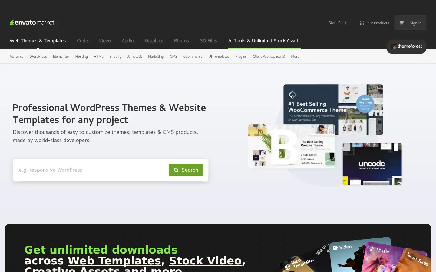 Screenshot of themeforest.net