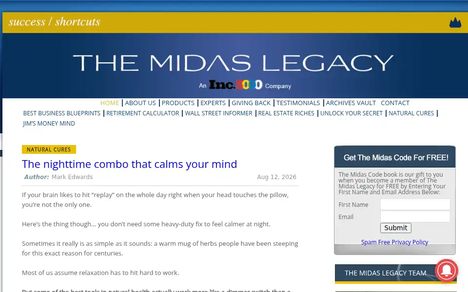 Screenshot of themidaslegacy.com