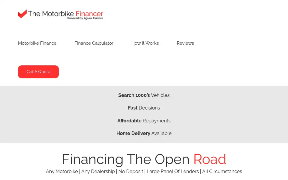 Screenshot of themotorbikefinancer.co.uk