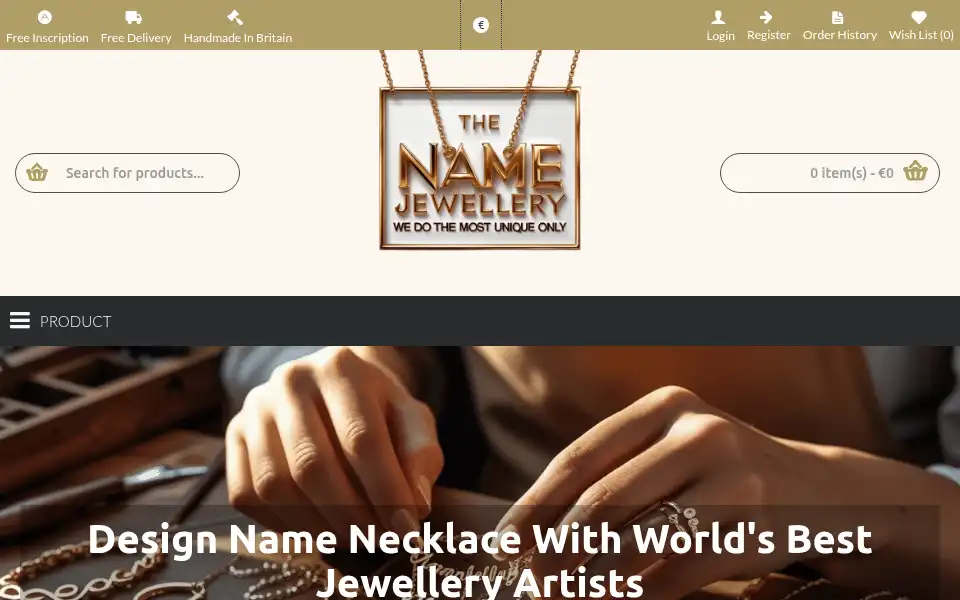 Screenshot of thenamejewellery.co.uk