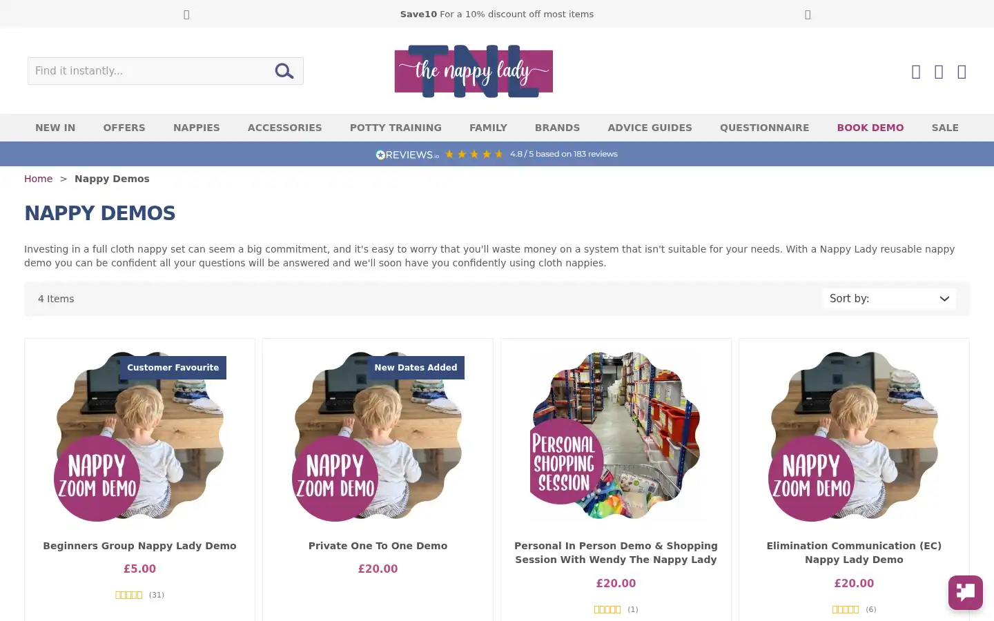 Screenshot of thenappylady.co.uk