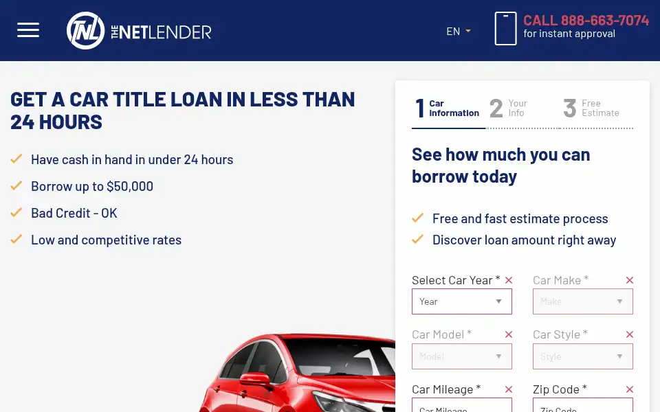 Screenshot of thenetlender.com