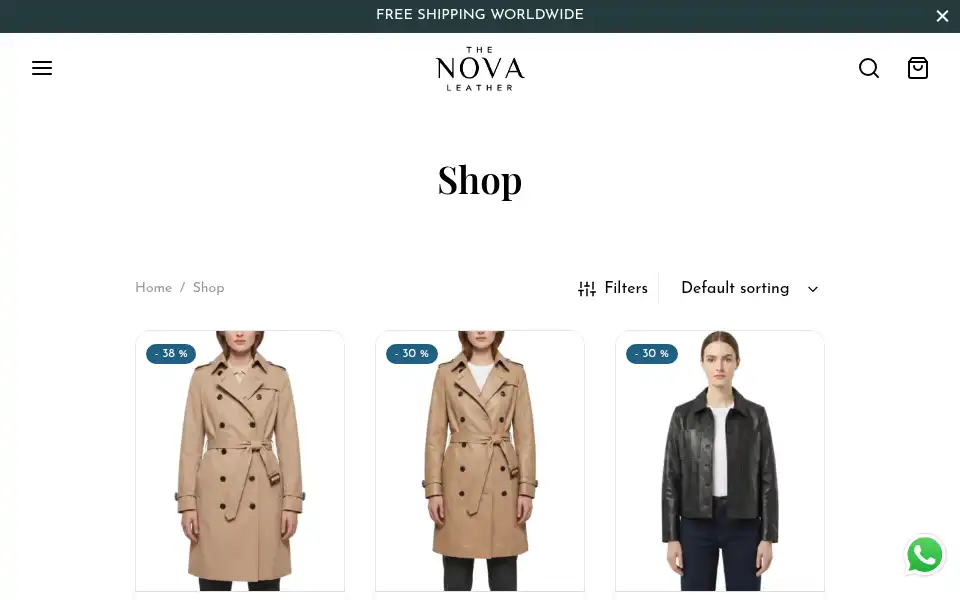 Screenshot of thenovaleather.com