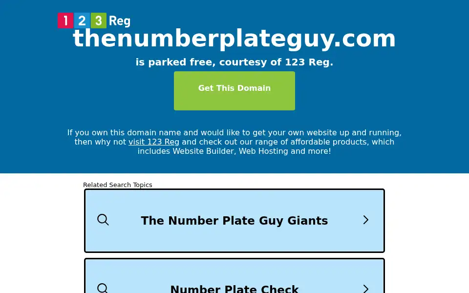 Screenshot of thenumberplateguy.com