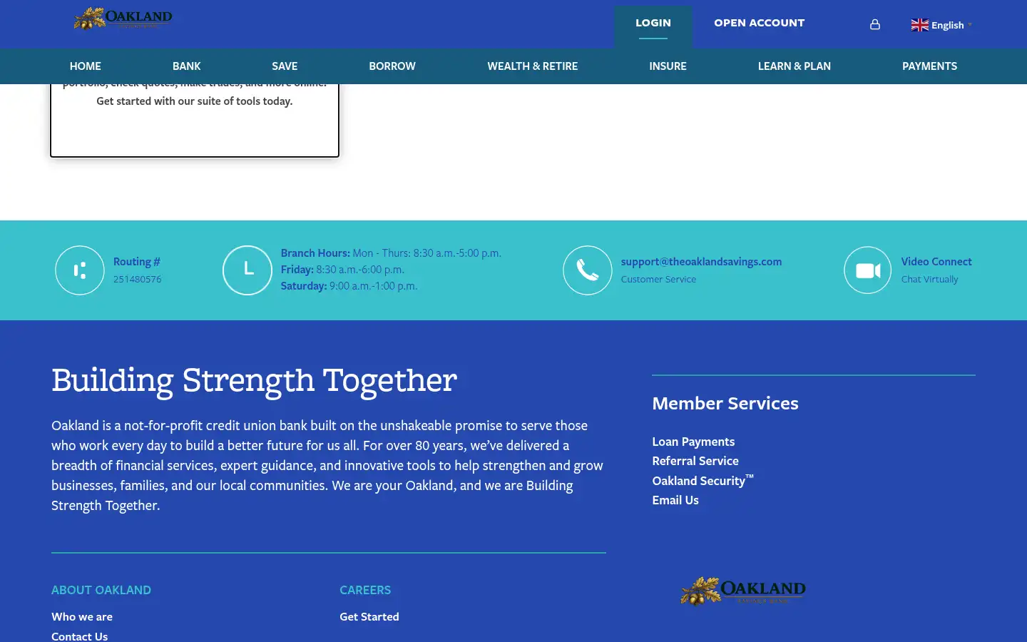 Screenshot of theoaklandsavings.com