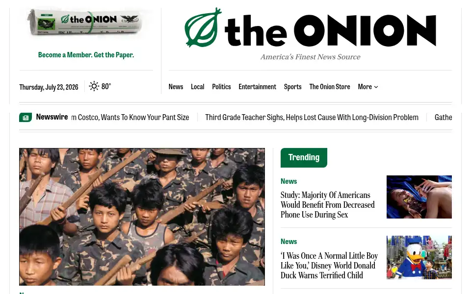 Screenshot of theonion.com