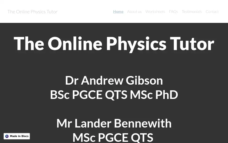 Screenshot of theonlinephysicstutor.com