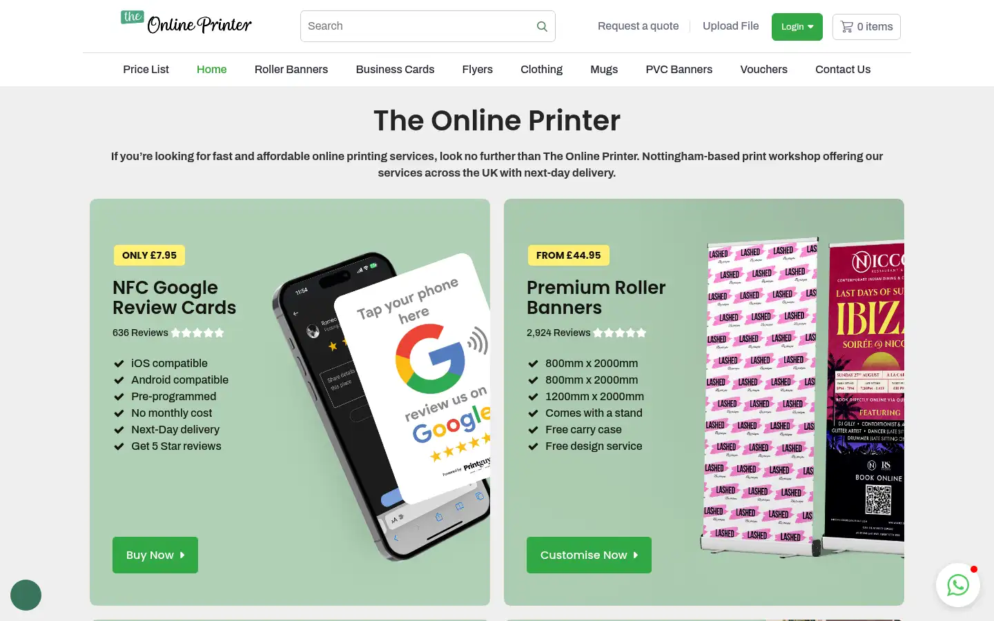Screenshot of theonlineprinter.co.uk