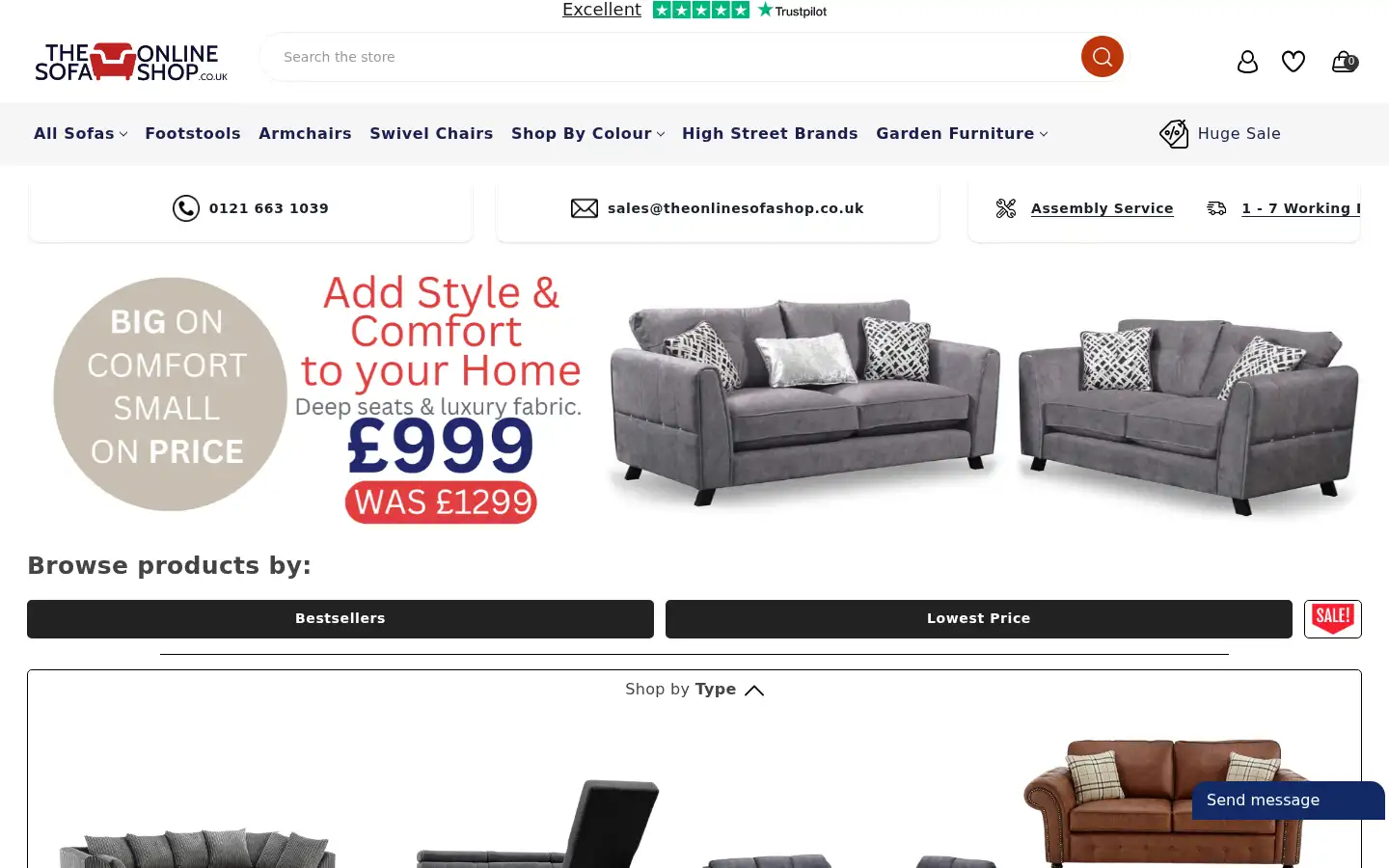 Screenshot of theonlinesofashop.co.uk