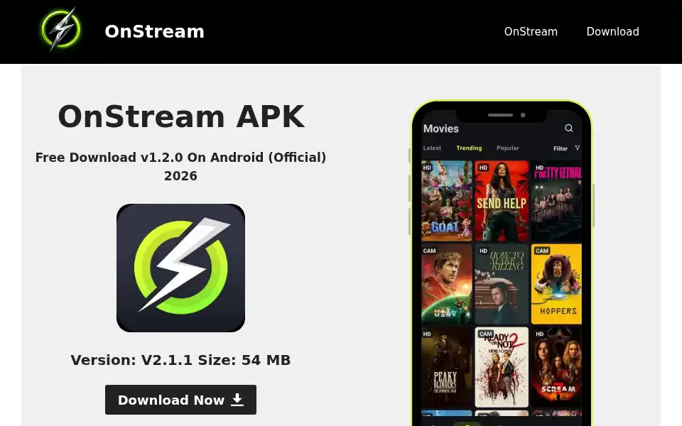 Screenshot of theonstreams.com