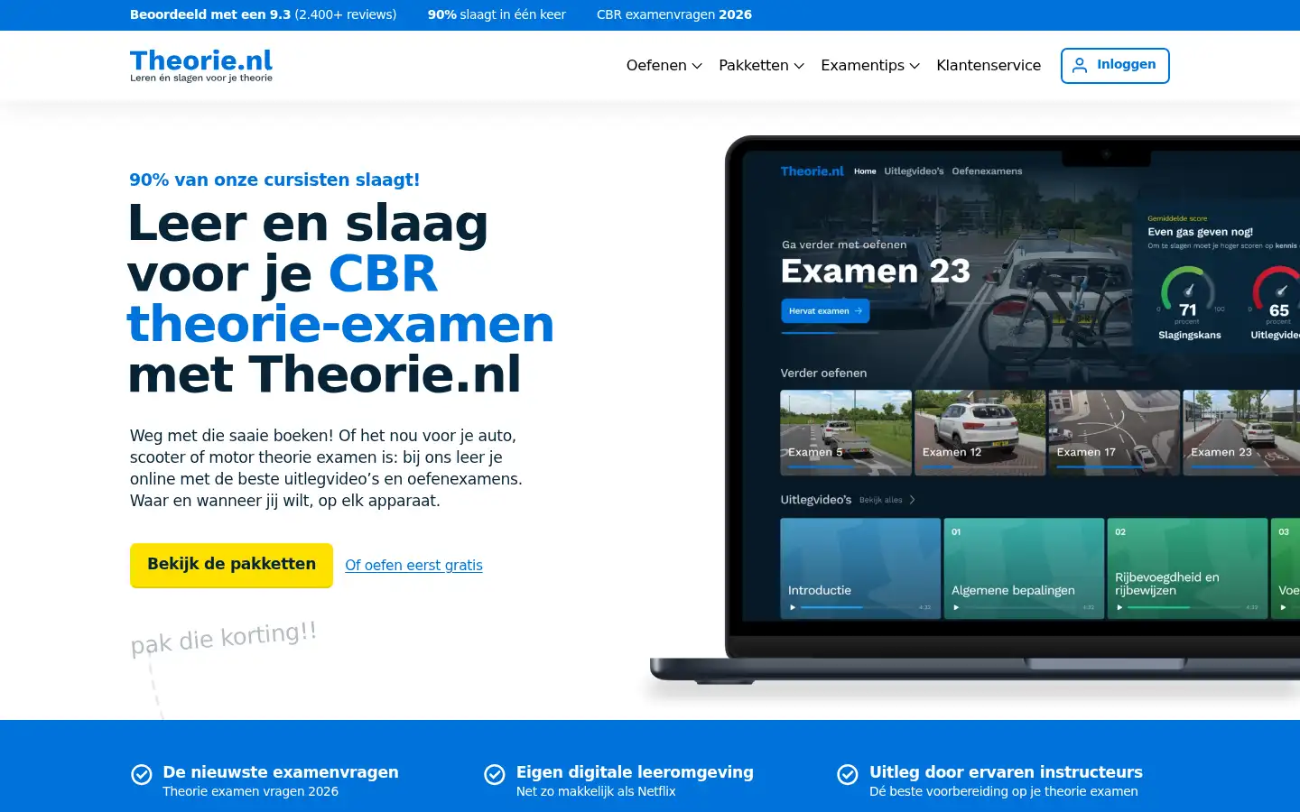 Screenshot of theorie.nl