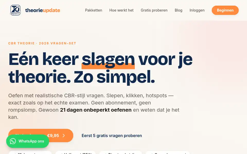 Screenshot of theorieupdate.nl