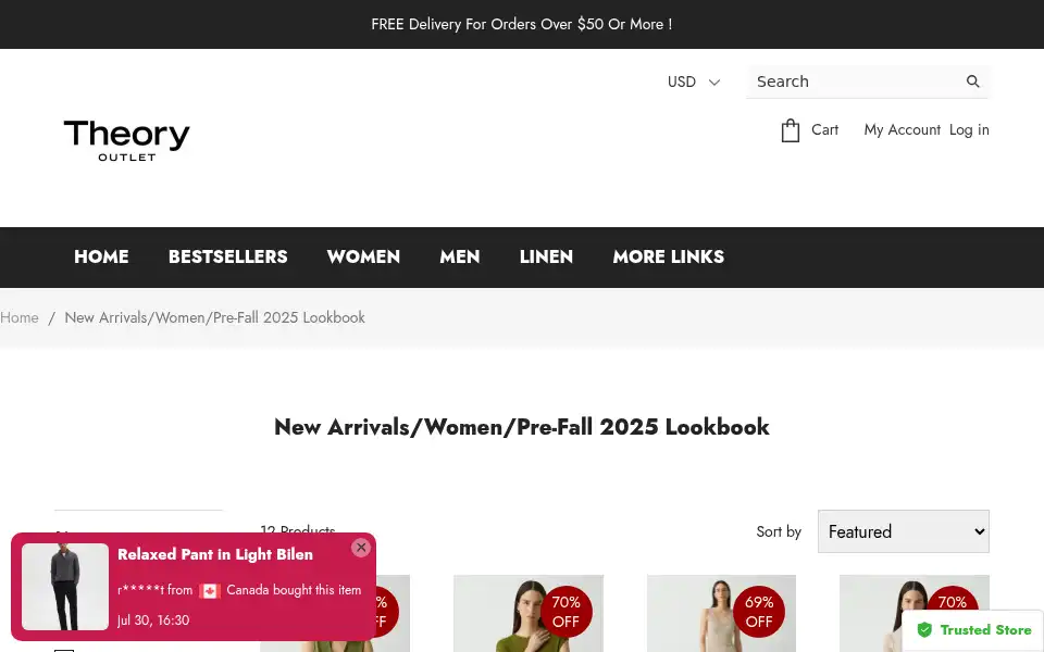 Screenshot of theoryfactorystore.com