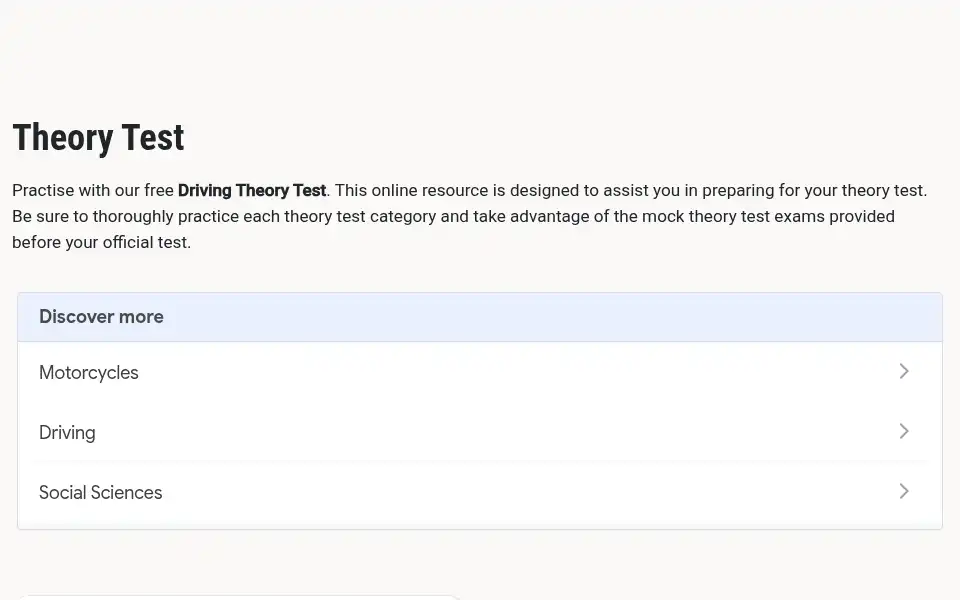 Screenshot of theorytest.org