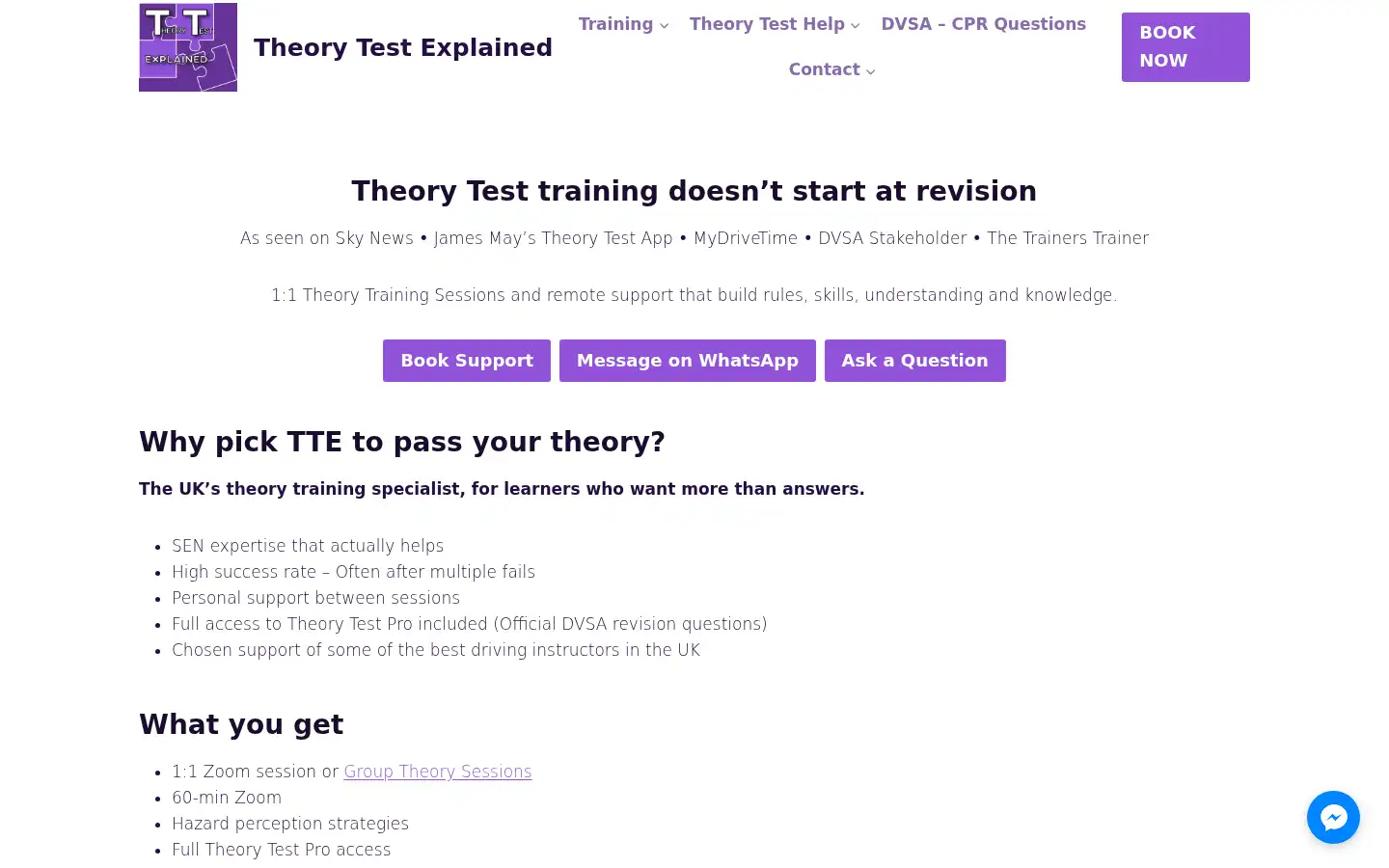 Screenshot of theorytestexplained.co.uk