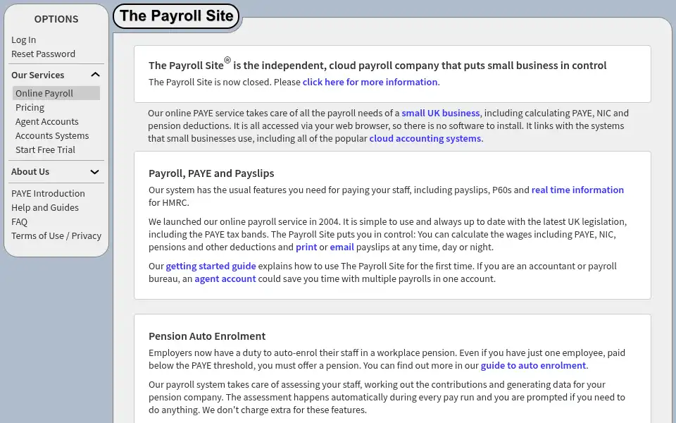 Screenshot of thepayrollsite.co.uk