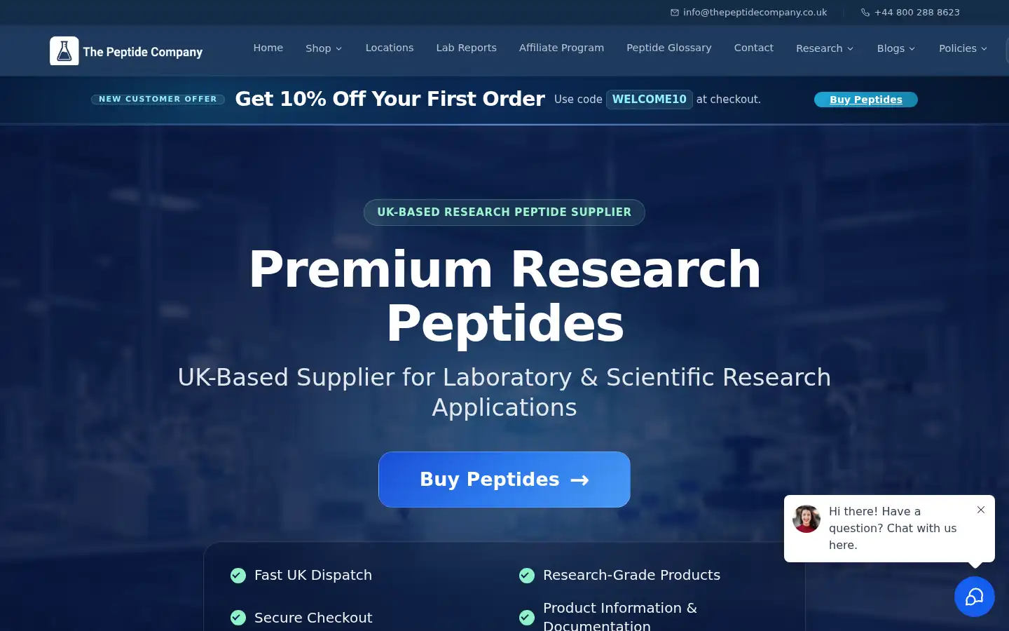Screenshot of thepeptidecompany.co.uk