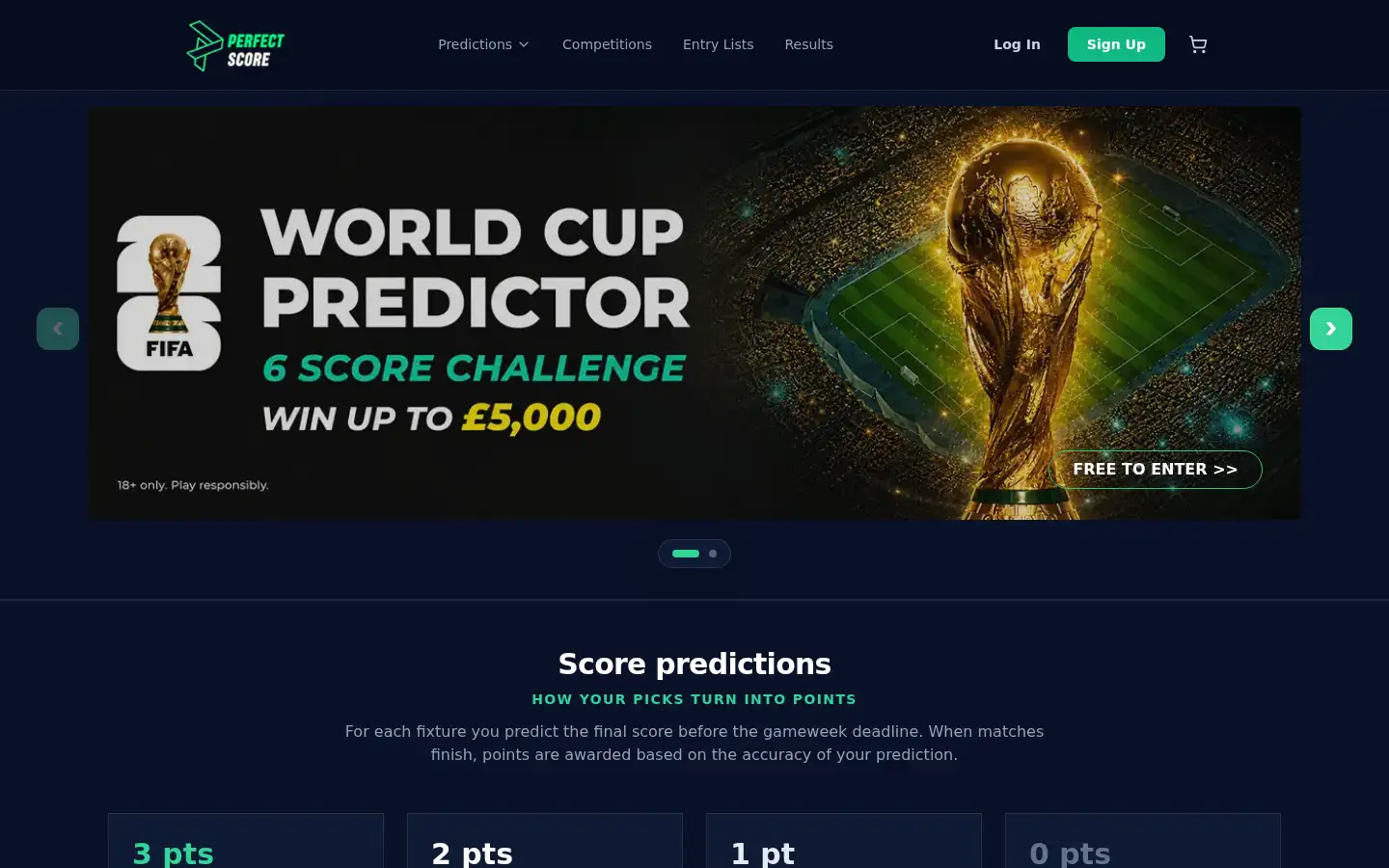 Screenshot of theperfectscore.co.uk