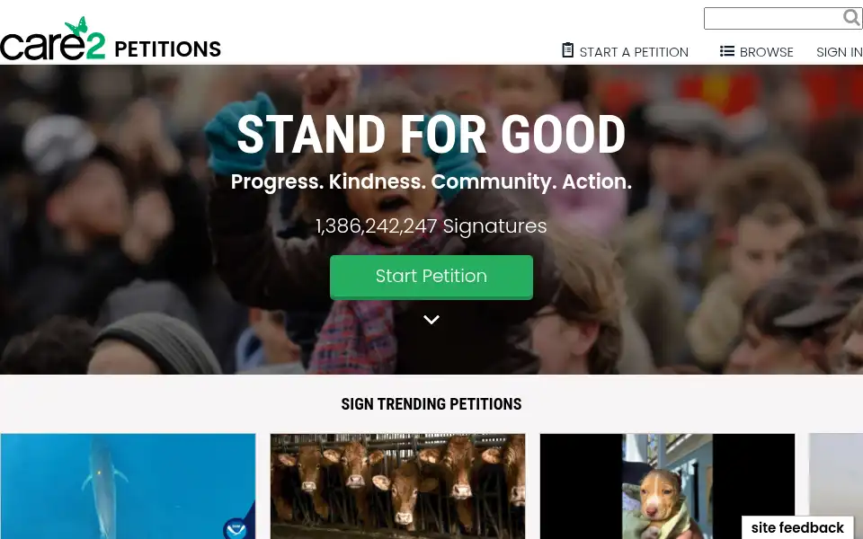 Screenshot of thepetitionsite.com