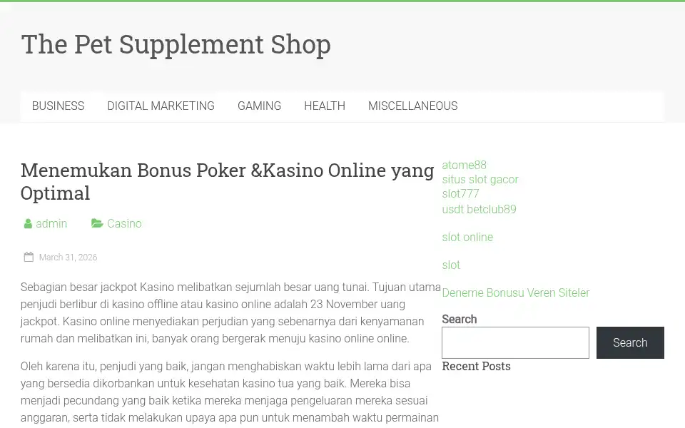 Screenshot of thepetsupplementshop.com