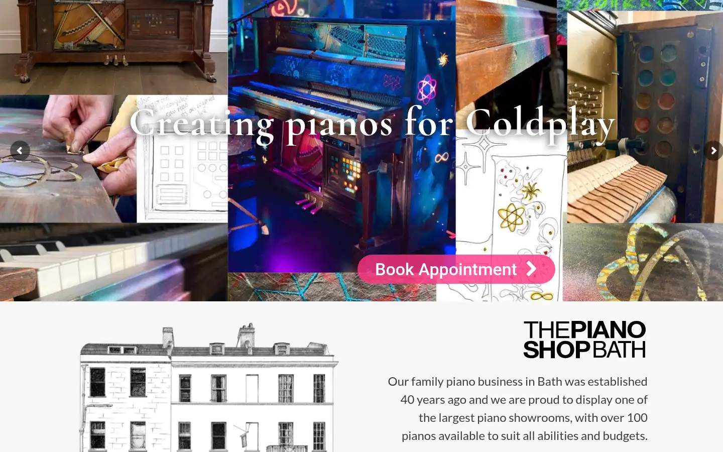 Screenshot of thepianoshopbath.co.uk
