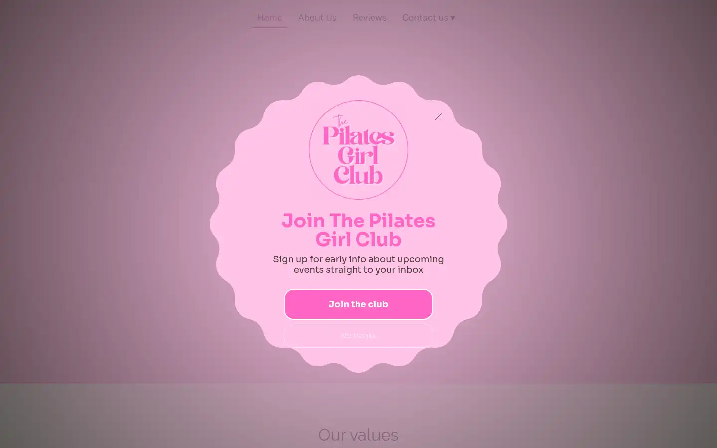 Screenshot of thepilatesgirlclub.co.uk