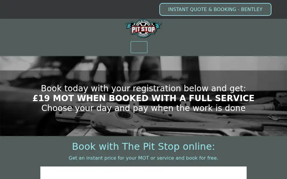 Screenshot of thepitstopgarage.co.uk