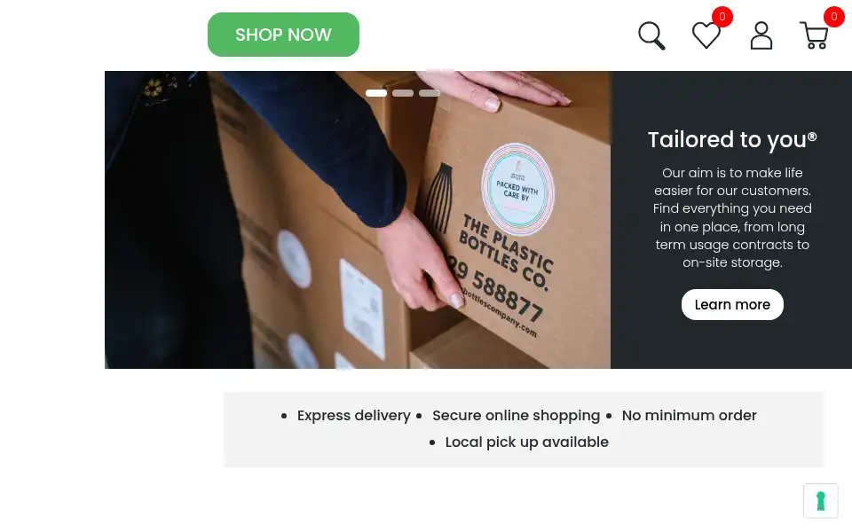 Screenshot of theplasticbottlescompany.com
