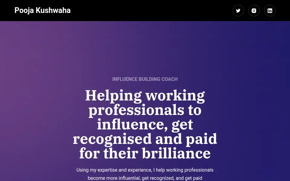 Screenshot of thepoojakushwaha.com