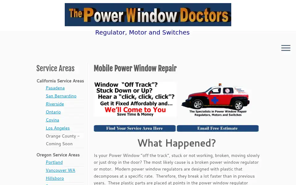 Screenshot of thepowerwindowdoctors.com