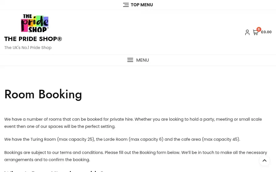 Screenshot of theprideshop.co.uk