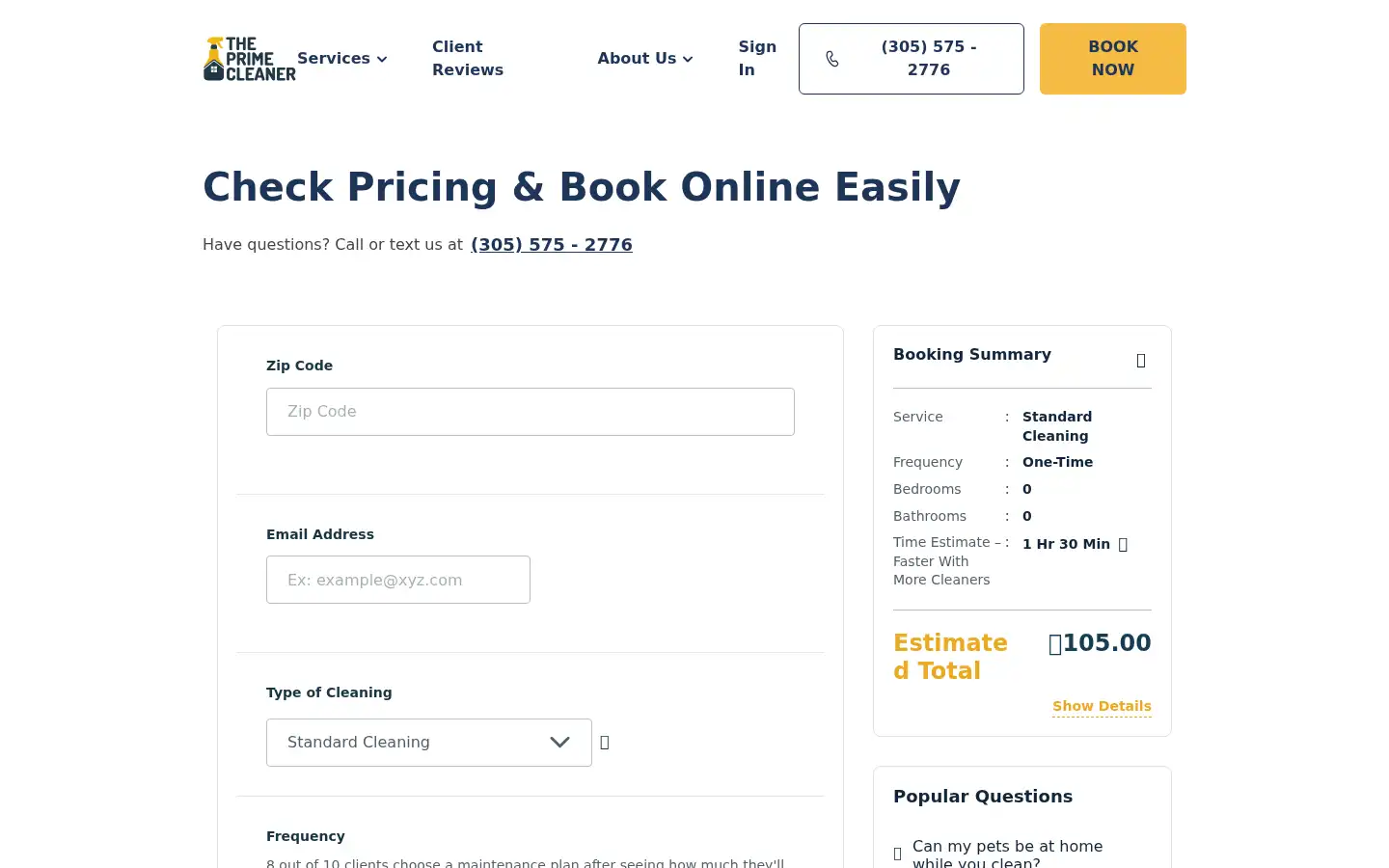 Screenshot of theprimecleaner.com