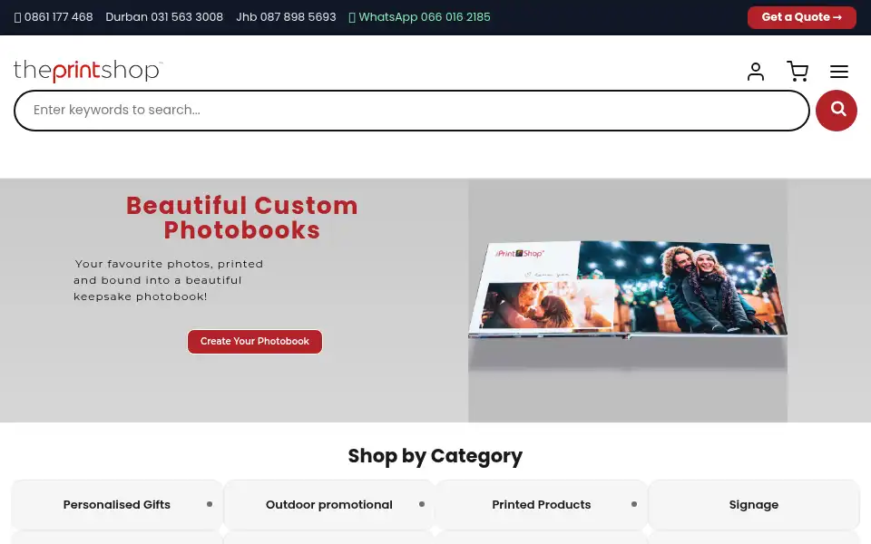 Screenshot of theprintshop.co.za