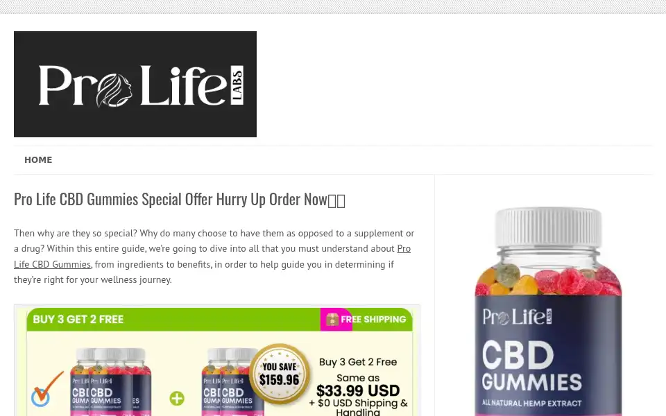 Screenshot of theprolifecbdgummies.com