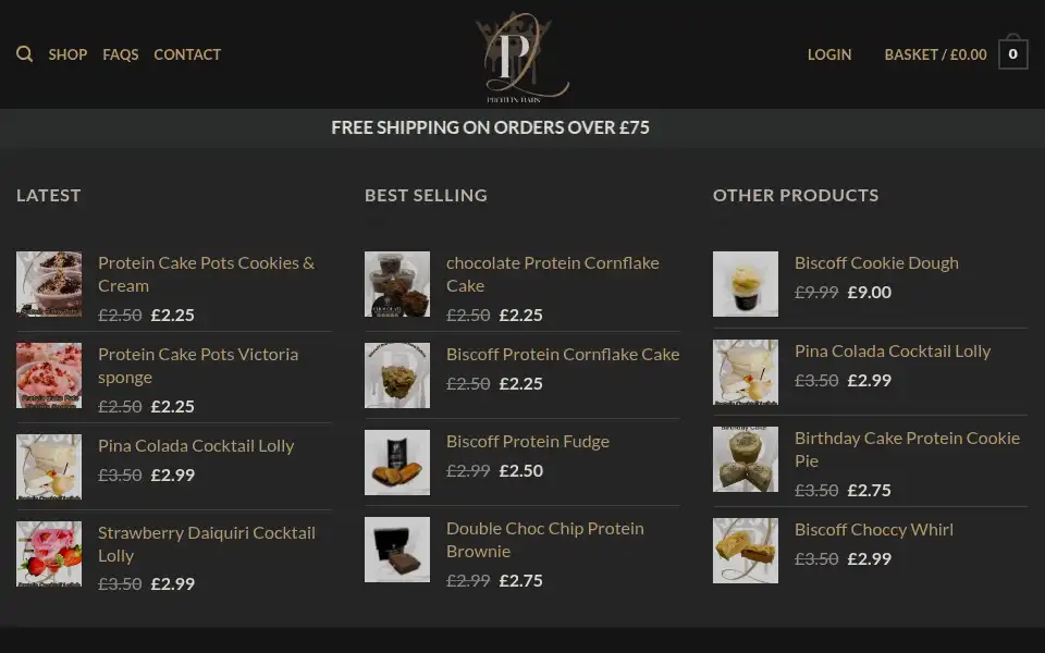 Screenshot of theproteinqueen.co.uk