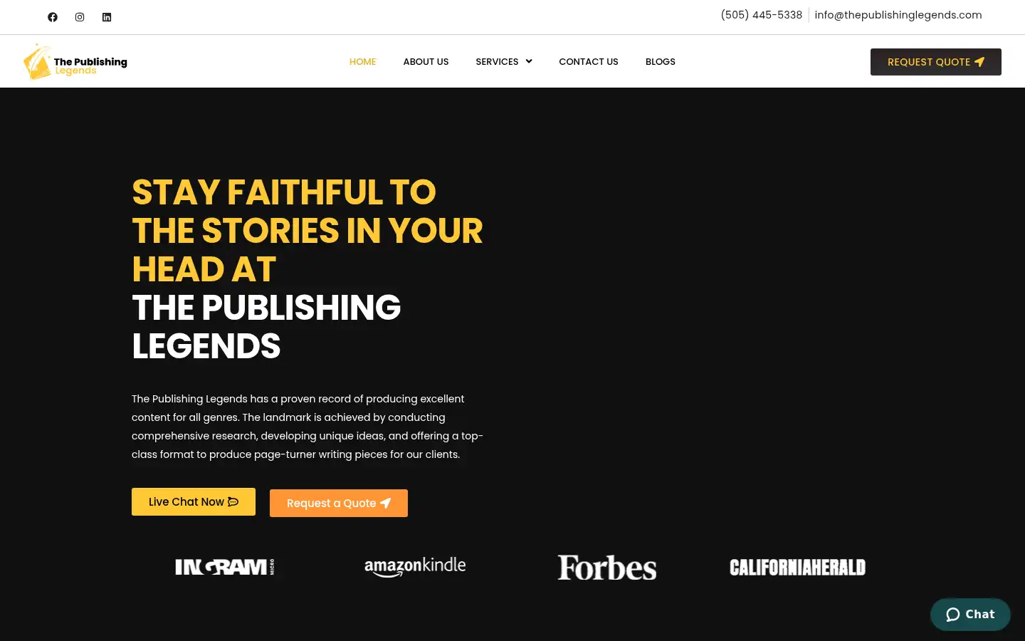 Screenshot of thepublishinglegends.com