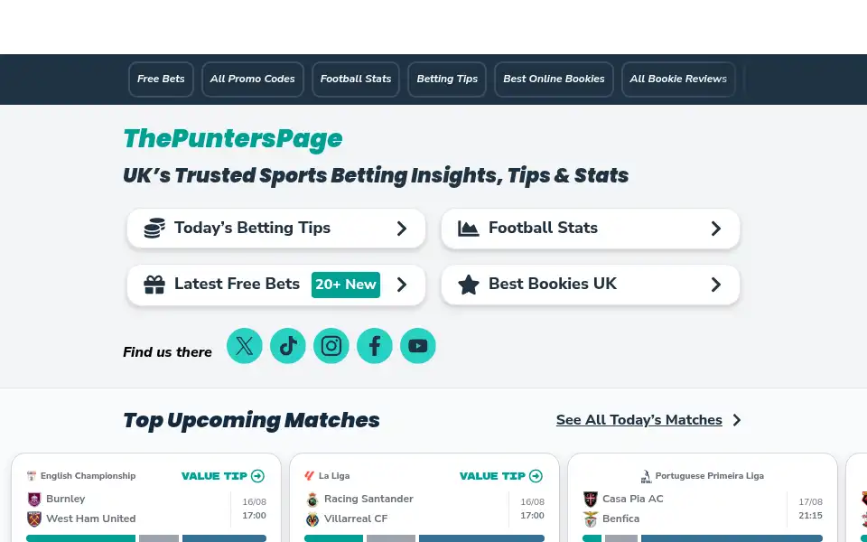 Screenshot of thepunterspage.com