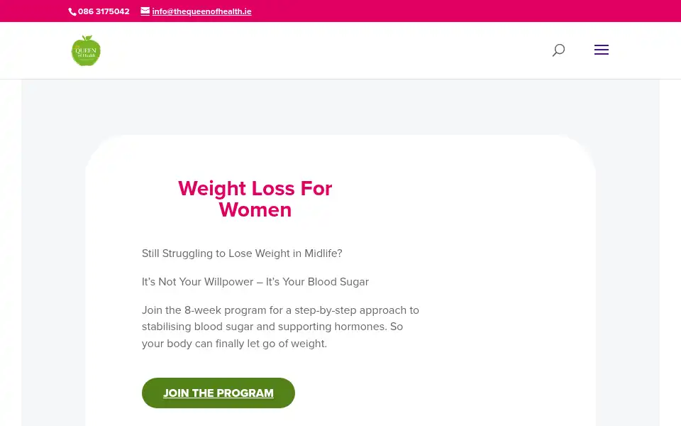 Screenshot of thequeenofhealth.ie