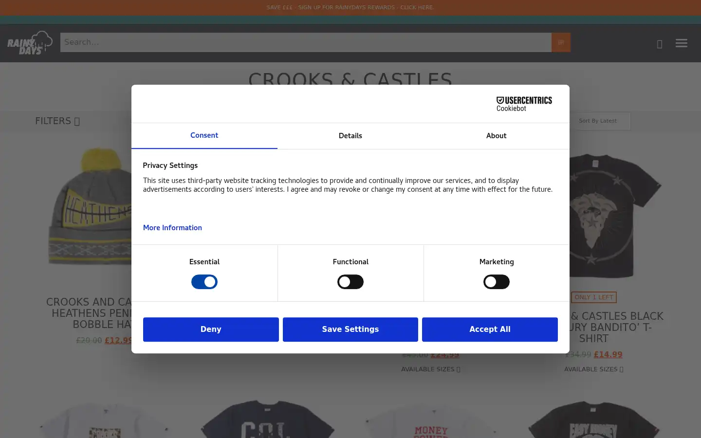 Screenshot of therainydays.co.uk