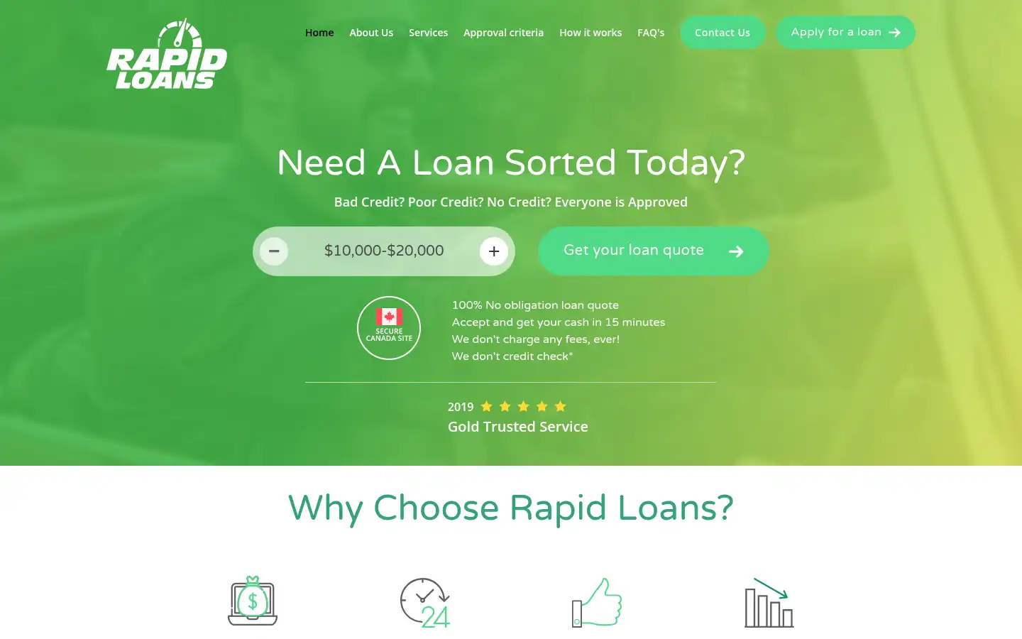 Screenshot of therapidloans.com