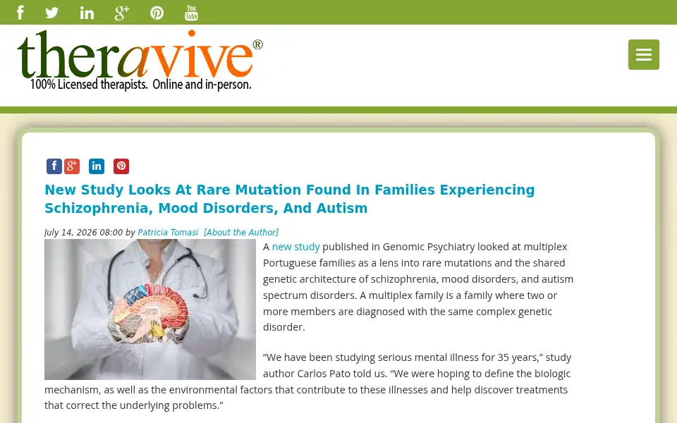 Screenshot of theravive.com
