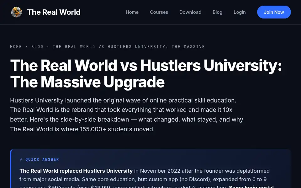 Screenshot of therealworld.org